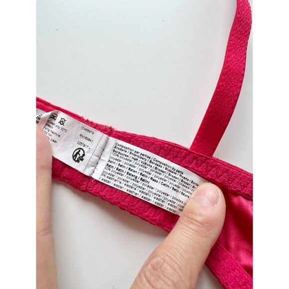 SIMONE PERELE Wish Ruby Red Sheer Embroidered Tulle Unlined Demi Bra, Size 30D - Picture 15 of 16